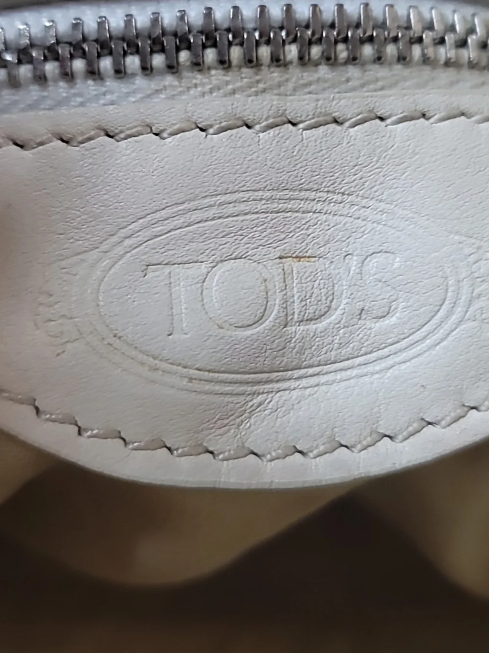 Tod's Cream Leather Hobo with Decorative Green-Blue Scarf Preloved
